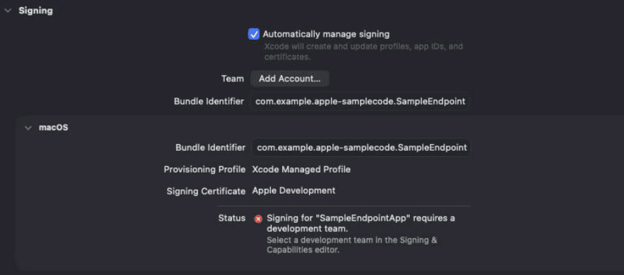 Xcode signing error