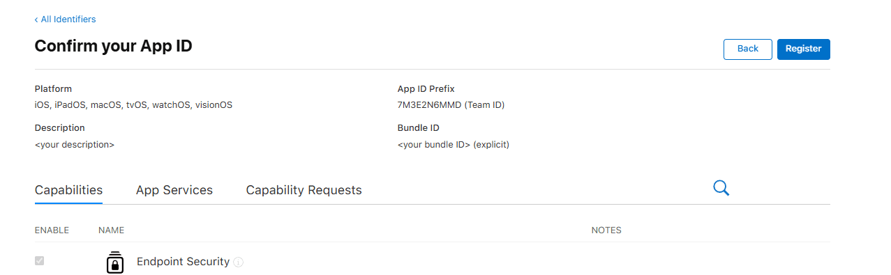 Final step in creating the identifier