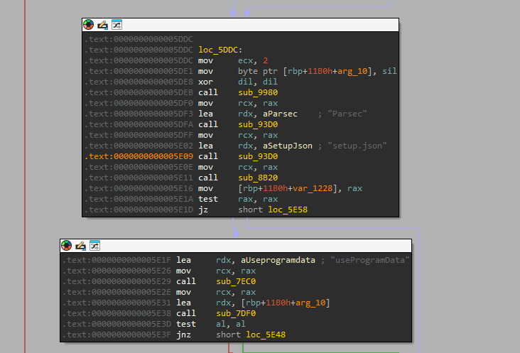 Opening setup.json