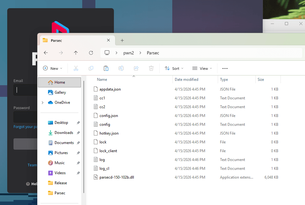 Parsec launched from an empty folder
