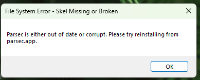 Parsec launched with an empty skel directory